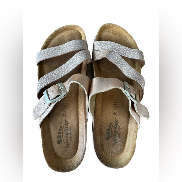 SPRING STEP Flossie Strap Leather Slide Sandal in Champagne  8.5 | 39 - Picture 7 of 8